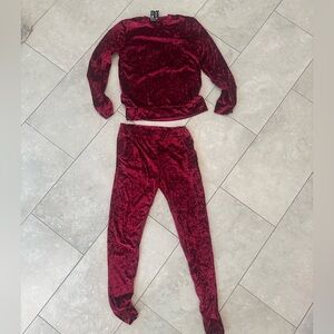 Velour maroon track suit